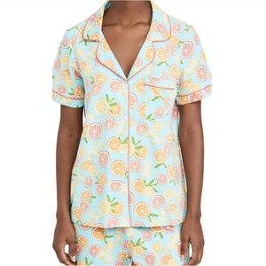 BEDHEAD PAJAMAS Citrus Grove Classic Short Sleeve Top Cropped Pants PJ Set Small